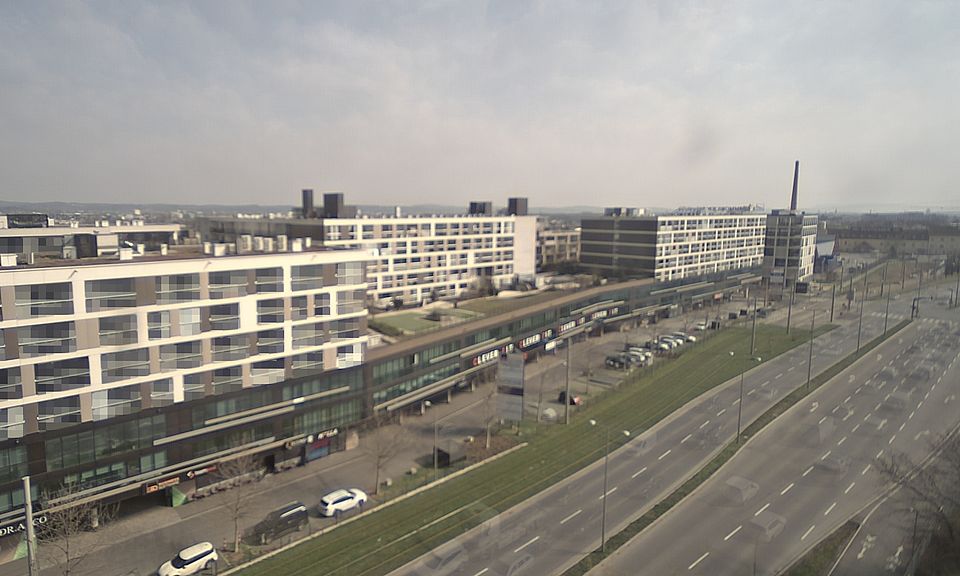 Livebild Baukamera 2 - Webcam 'Gesamtansicht Südwest' - Baustelle Stadtteil Brauquartier, Graz-Puntigam (ca. 5 Minuteninterval)