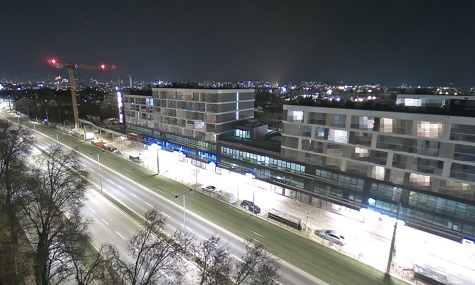 Livebild Baukamera 4 - Webcam 'Gesamtansicht Nordwest' - Baustelle Stadtteil Brauquartier, Graz-Puntigam (ca. 5 Minuteninterval)