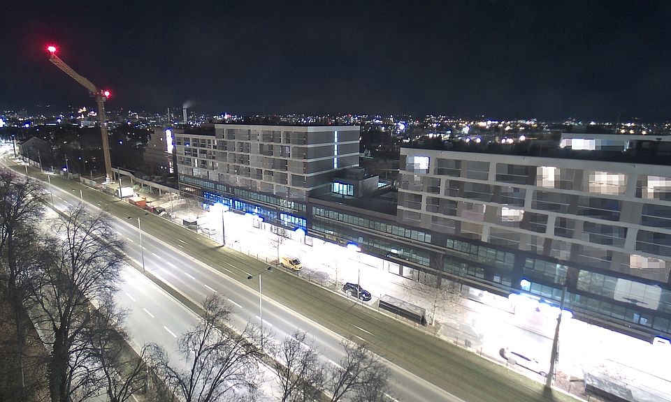 Livebild Baukamera 4 - Webcam 'Gesamtansicht Nordwest' - Baustelle Stadtteil Brauquartier, Graz-Puntigam (ca. 5 Minuteninterval)