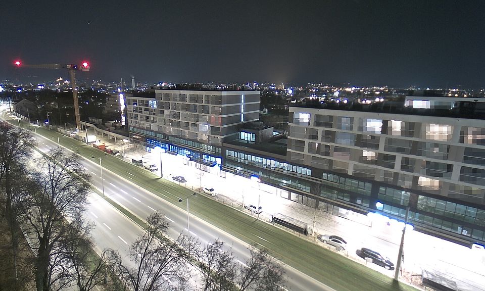 Livebild Baukamera 4 - Webcam 'Gesamtansicht Nordwest' - Baustelle Stadtteil Brauquartier, Graz-Puntigam (ca. 5 Minuteninterval)