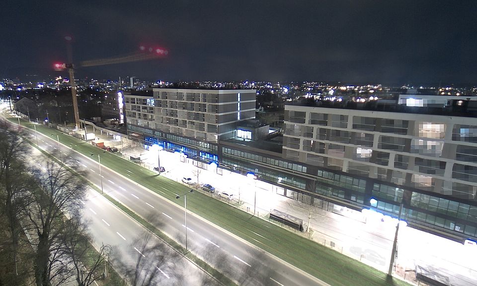 Livebild Baukamera 4 - Webcam 'Gesamtansicht Nordwest' - Baustelle Stadtteil Brauquartier, Graz-Puntigam (ca. 5 Minuteninterval)